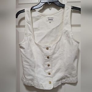 Reformation Tai Denim Top Vintage White - Size 4 NWT vest